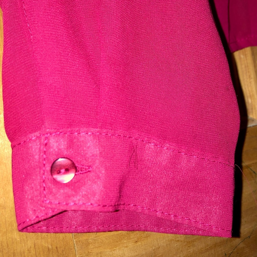 Red Mesh Flowy Cinched Button Down - image 4